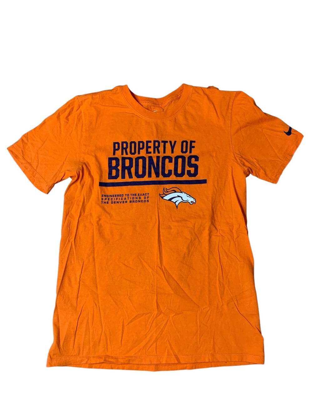 Nike Denver Broncos T-Shirt S Orange Property Of Tee Short Sleeve